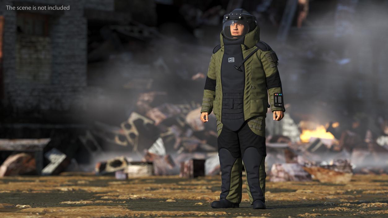 Man in EOD 10 Bomb Suit Stand Pose 3D model