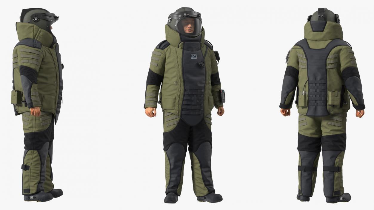 Man in EOD 10 Bomb Suit Stand Pose 3D model