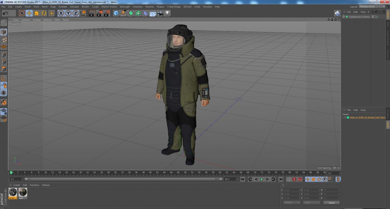 Man in EOD 10 Bomb Suit Stand Pose 3D model