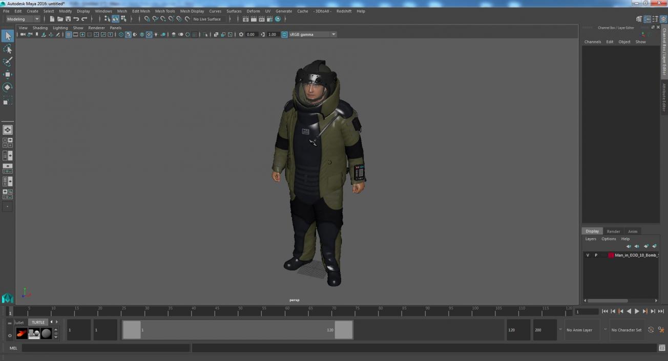 Man in EOD 10 Bomb Suit Stand Pose 3D model