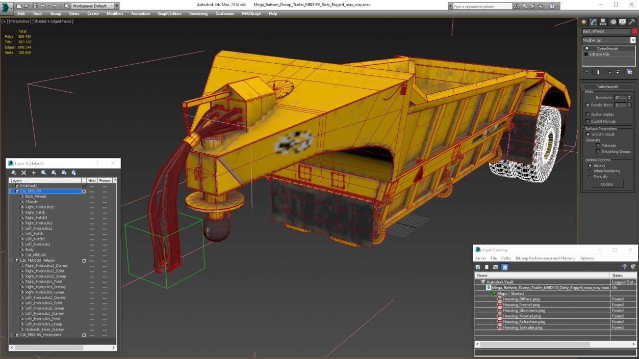 Mega Bottom Dump Trailer MBD100 Dirty Rigged 3D model