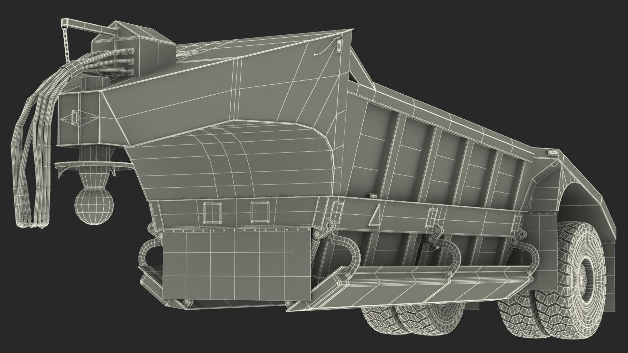 Mega Bottom Dump Trailer MBD100 Dirty Rigged 3D model