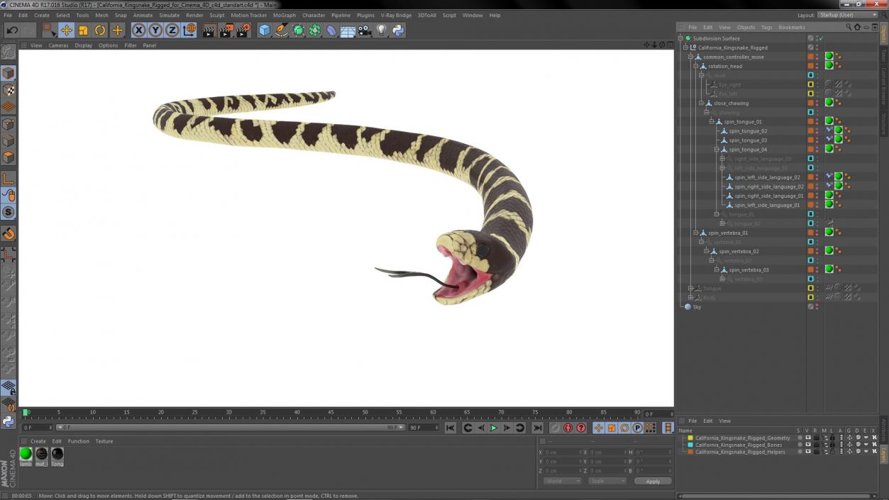 3D California Kingsnake Rigged for Cinema 4D