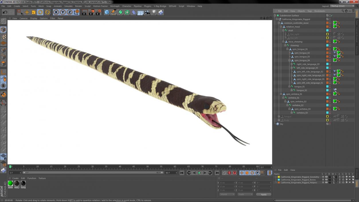 3D California Kingsnake Rigged for Cinema 4D