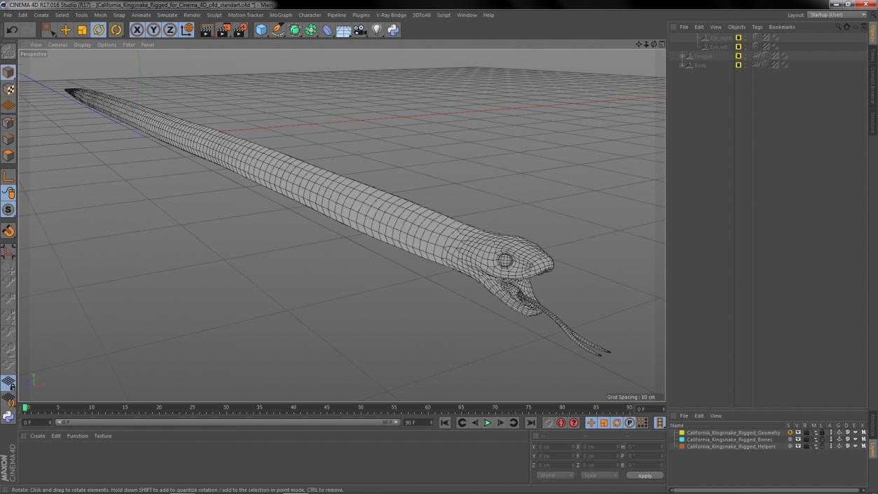 3D California Kingsnake Rigged for Cinema 4D