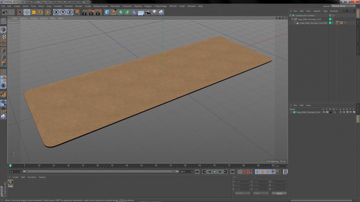 3D model Yoga Mat Unwrap Cork