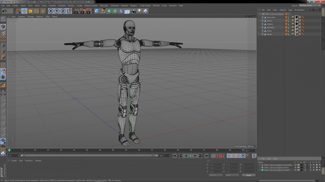 Male Cyborg Rigged for Cinema 4D 3D