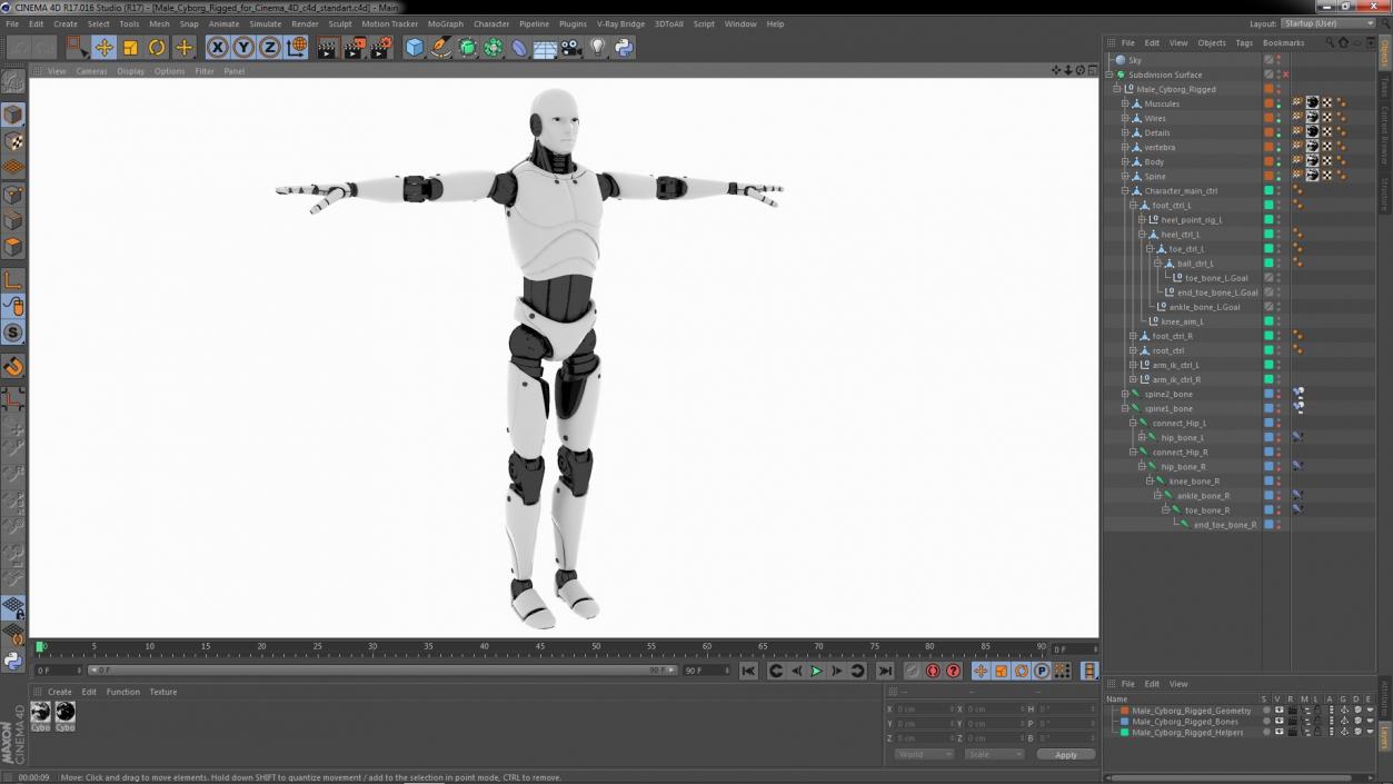 Male Cyborg Rigged for Cinema 4D 3D