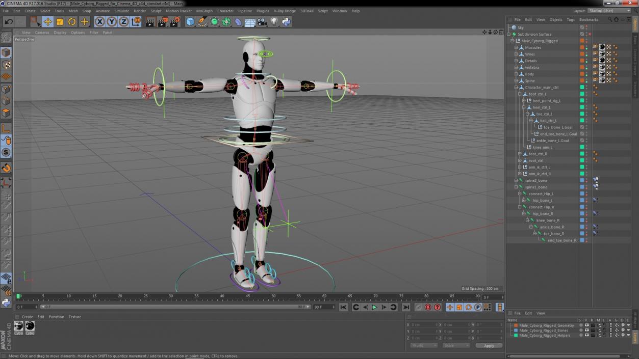 Male Cyborg Rigged for Cinema 4D 3D