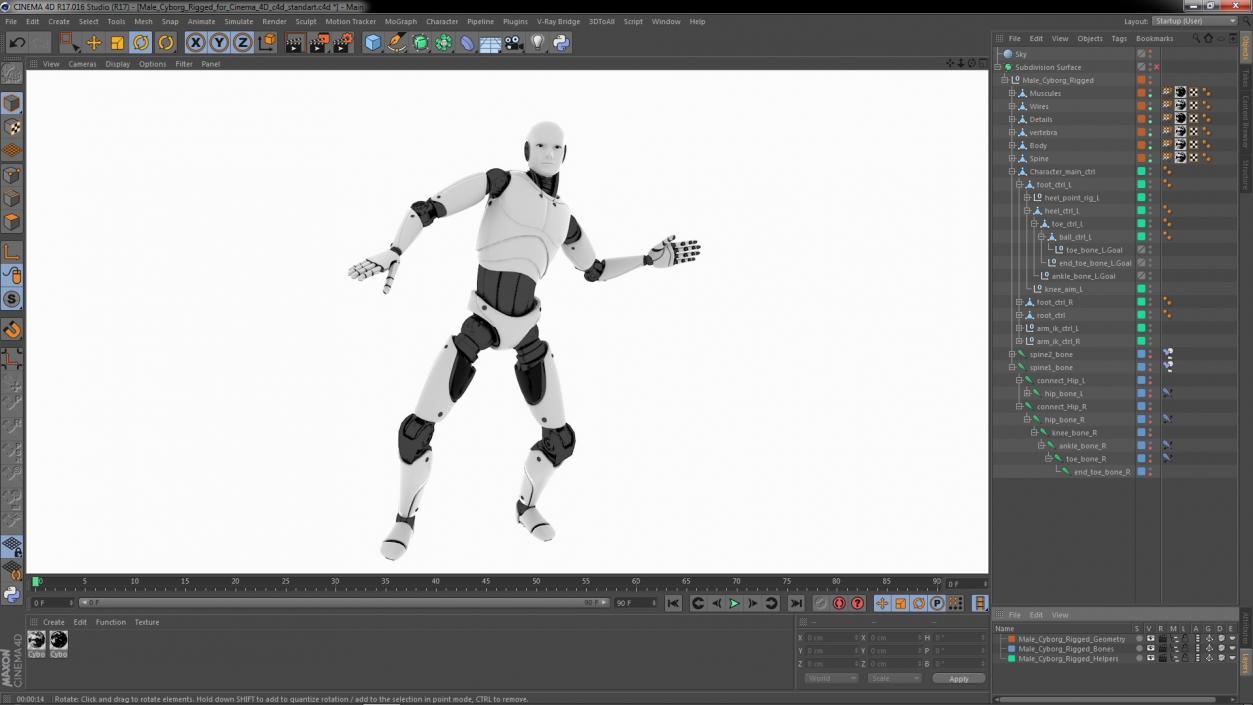 Male Cyborg Rigged for Cinema 4D 3D