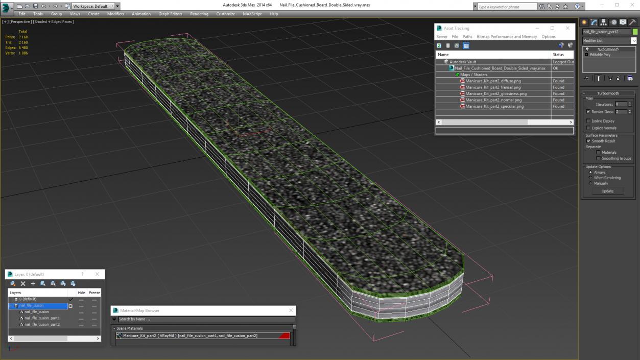 3D Nail File Cushioned Board Double Sided model