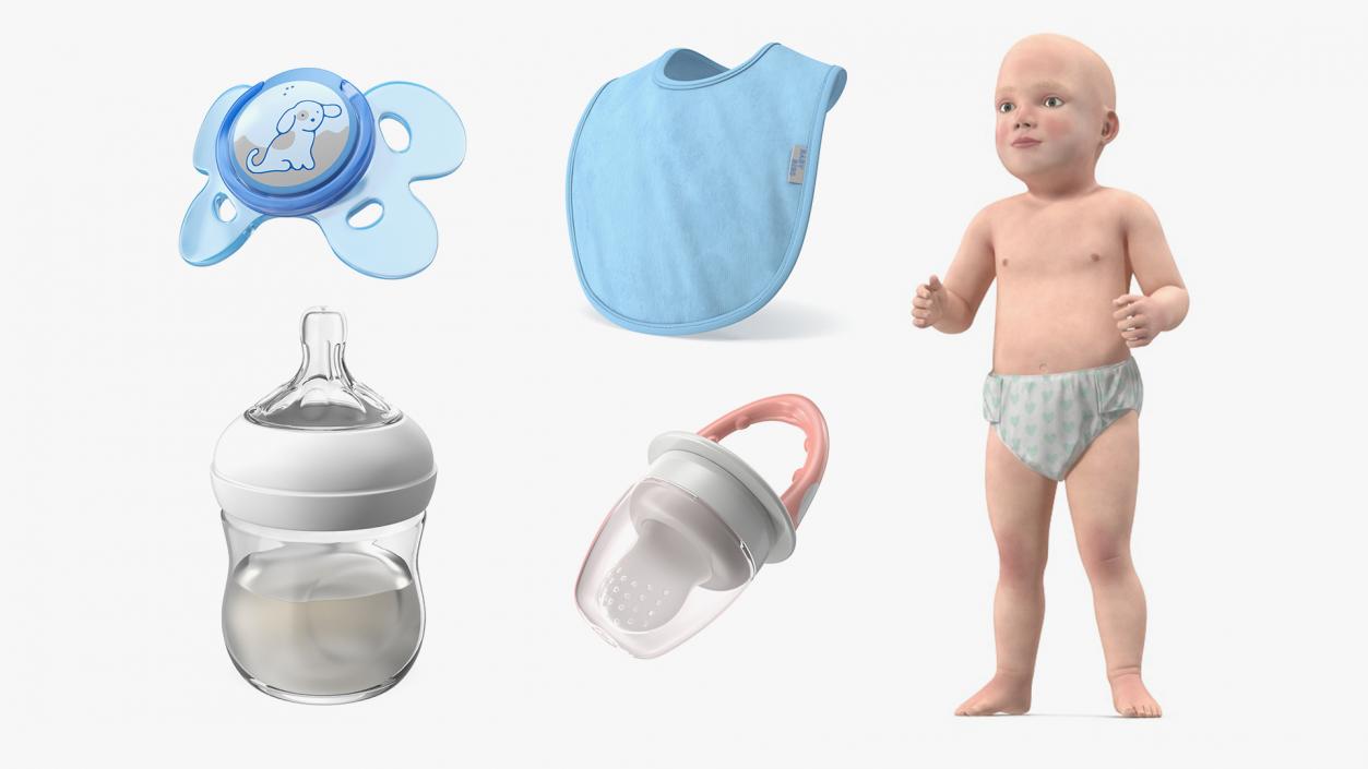 Baby Boy with Child Accessories Collection 9 3D model