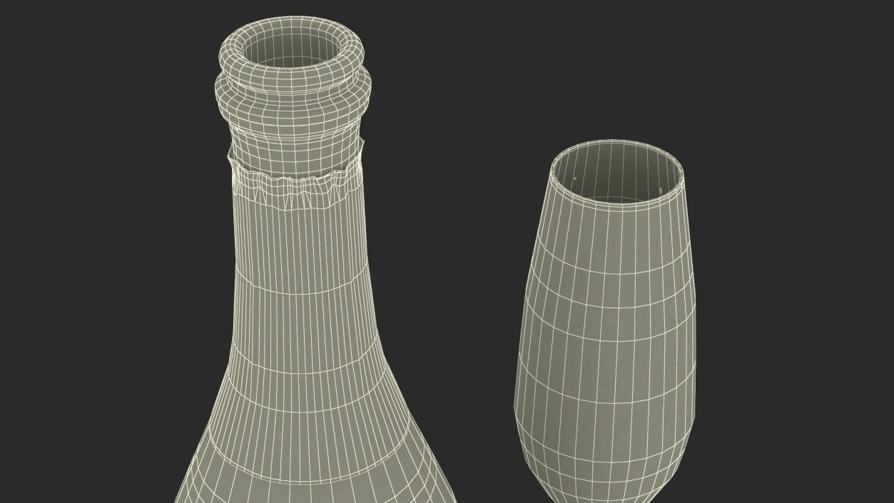 3D Freixenet Prosecco Sparkling Wine and Glass model