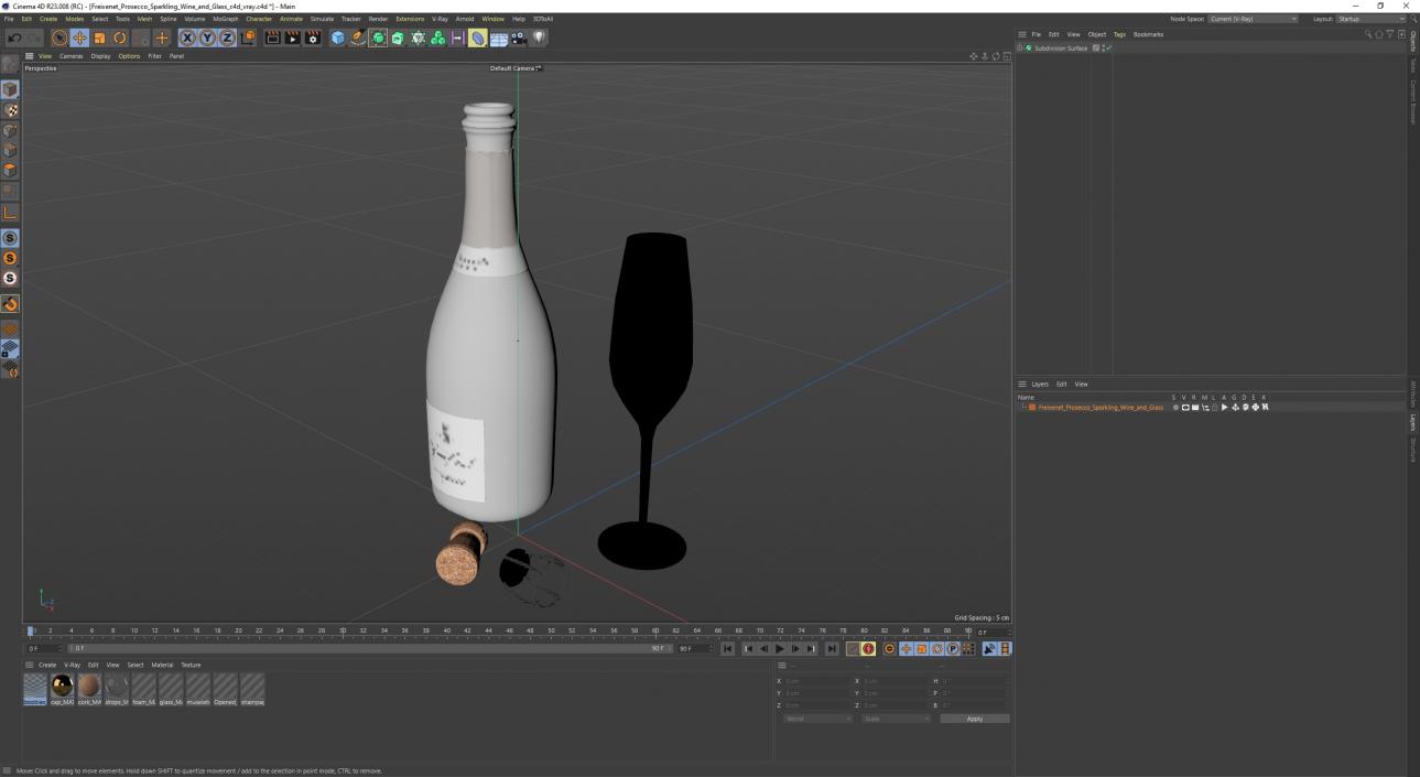 3D Freixenet Prosecco Sparkling Wine and Glass model