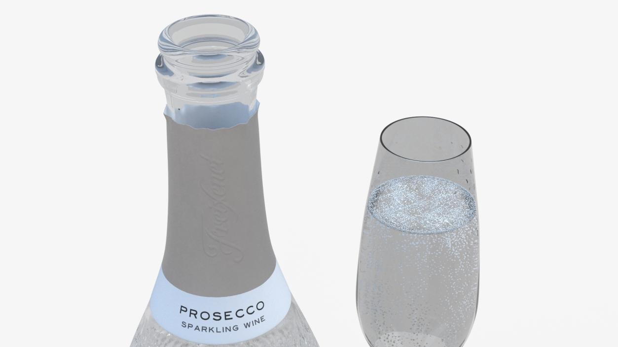 3D Freixenet Prosecco Sparkling Wine and Glass model