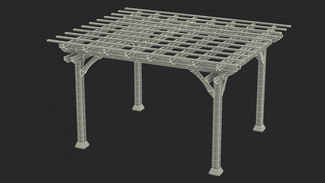 Natural Wooden Pergola 3D