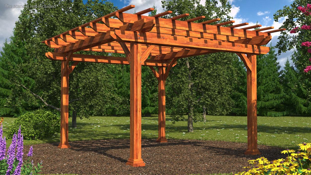 Natural Wooden Pergola 3D