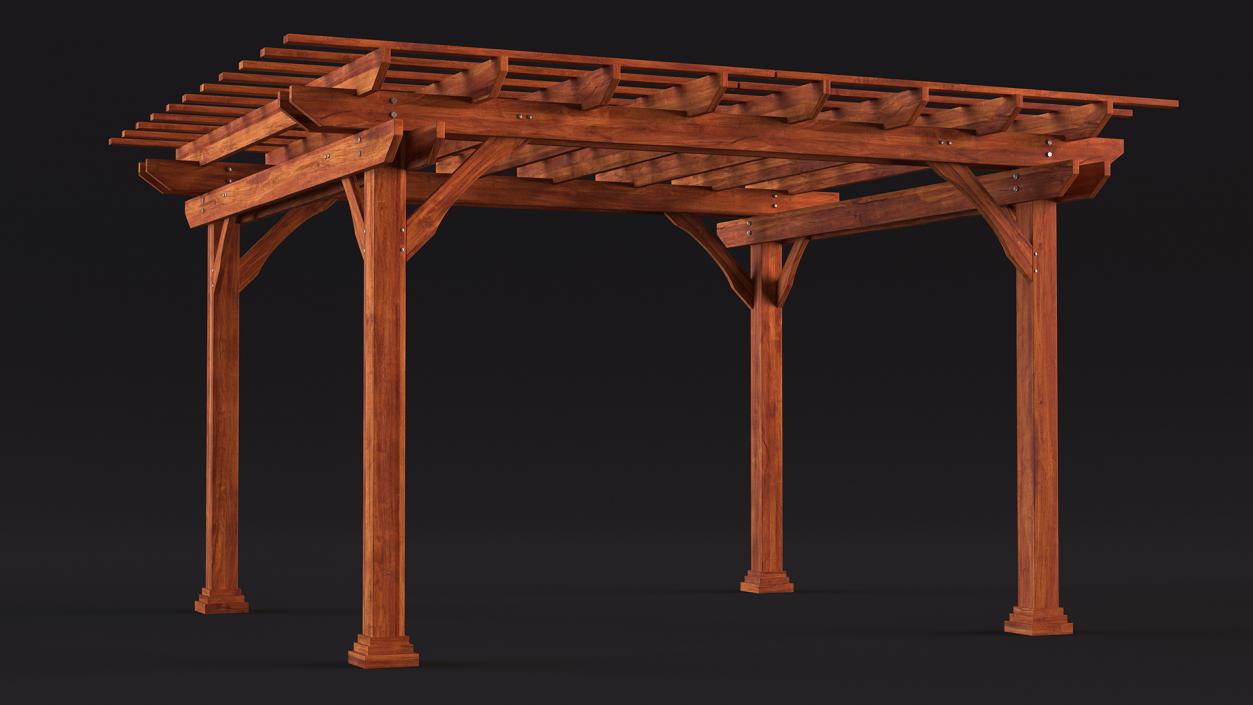 Natural Wooden Pergola 3D