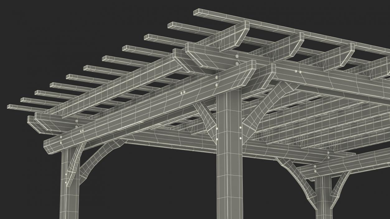 Natural Wooden Pergola 3D