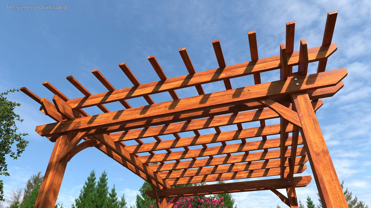 Natural Wooden Pergola 3D