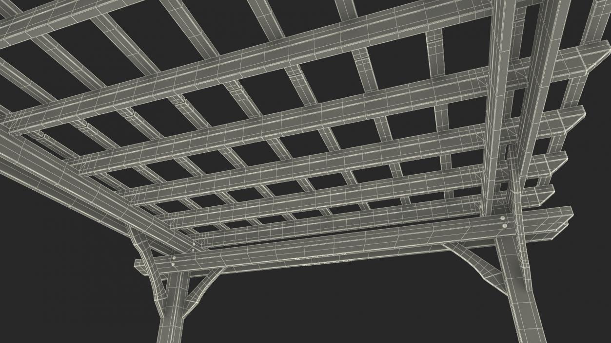 Natural Wooden Pergola 3D