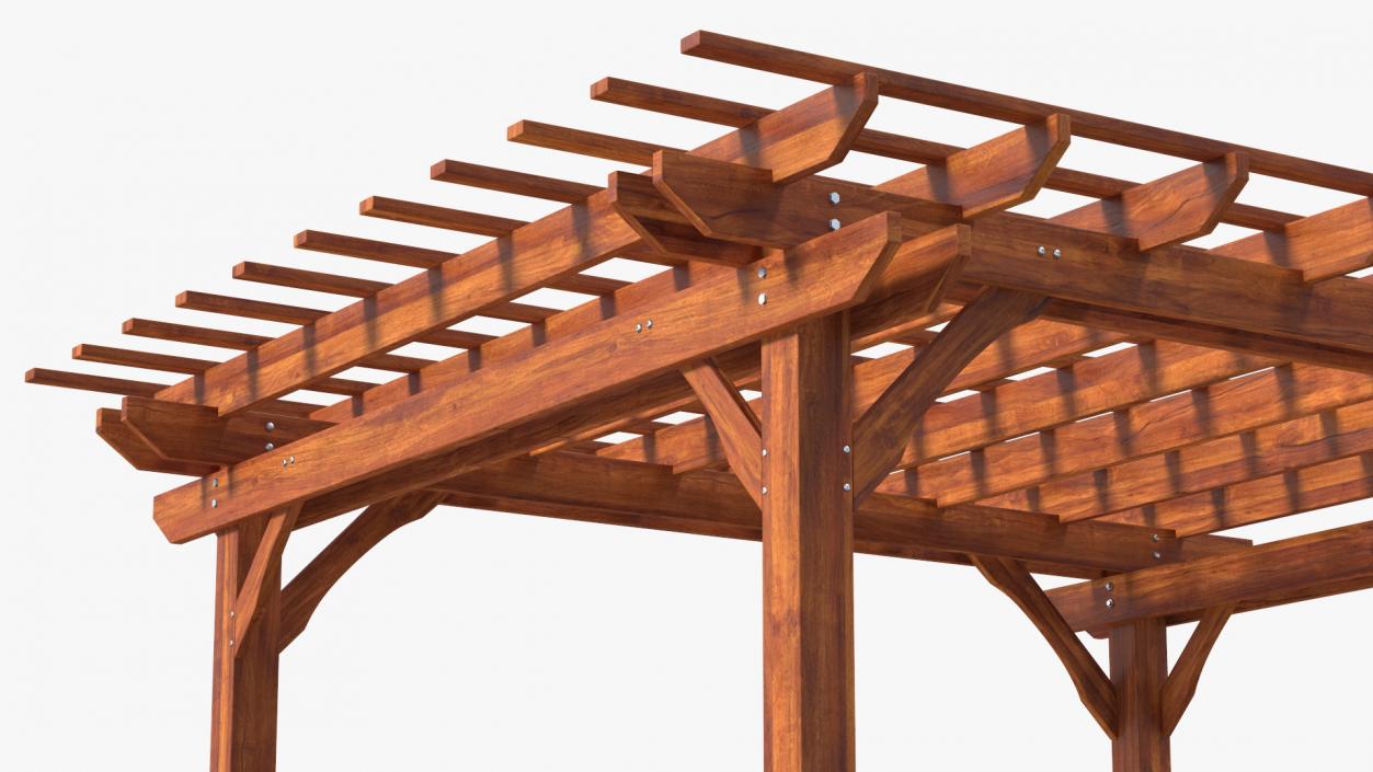 Natural Wooden Pergola 3D