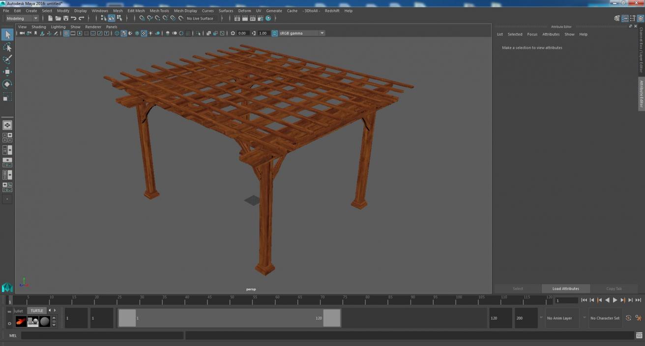 Natural Wooden Pergola 3D