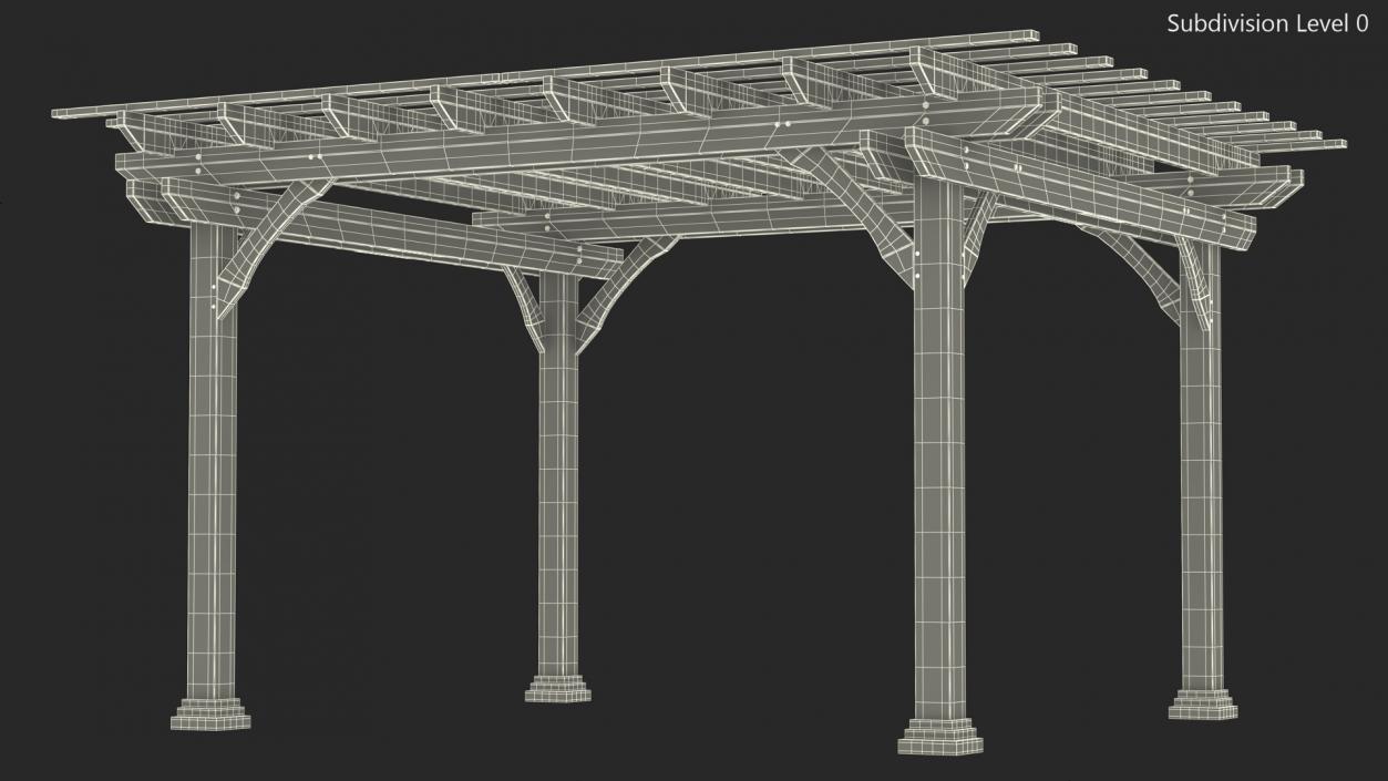 Natural Wooden Pergola 3D