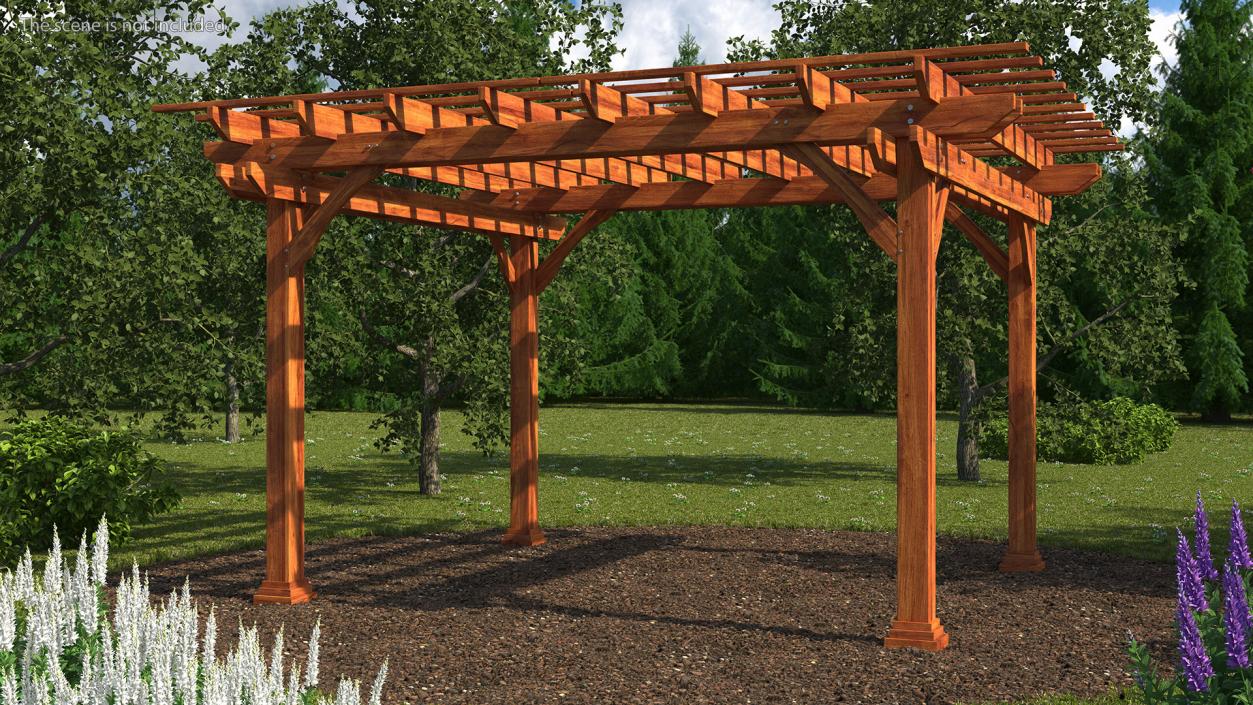 Natural Wooden Pergola 3D