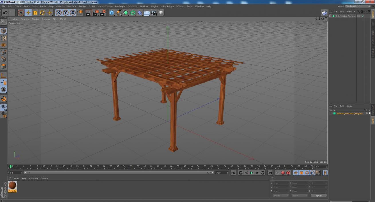 Natural Wooden Pergola 3D