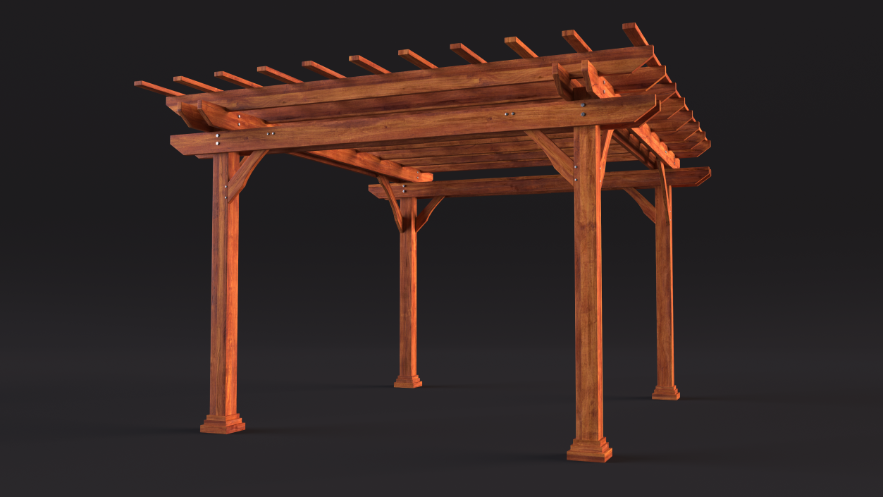 Natural Wooden Pergola 3D