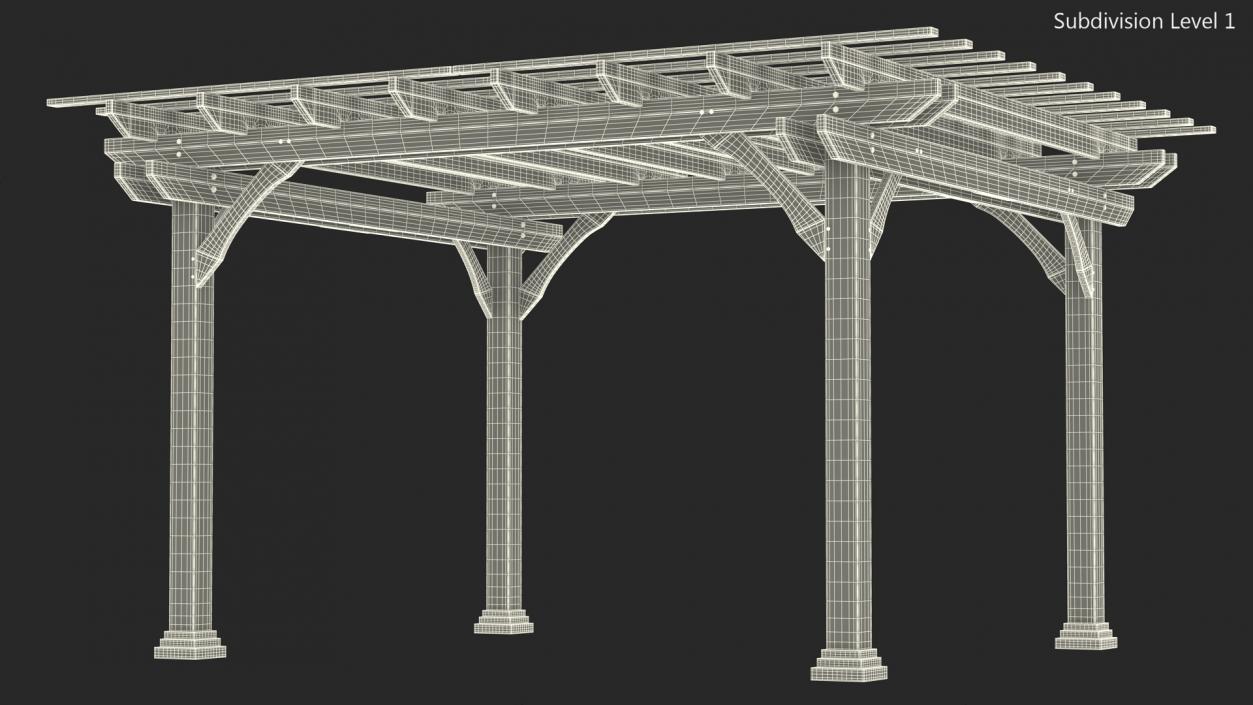 Natural Wooden Pergola 3D