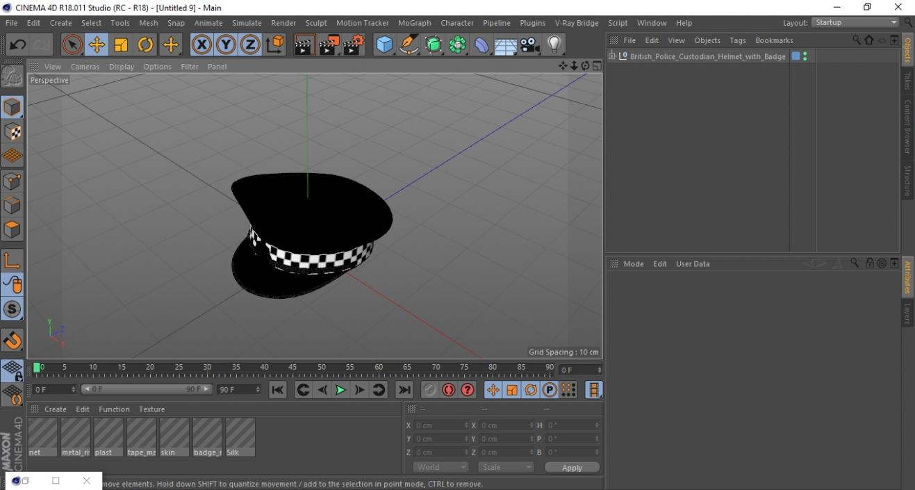 British Police Custodian Helmet with Badge 3D