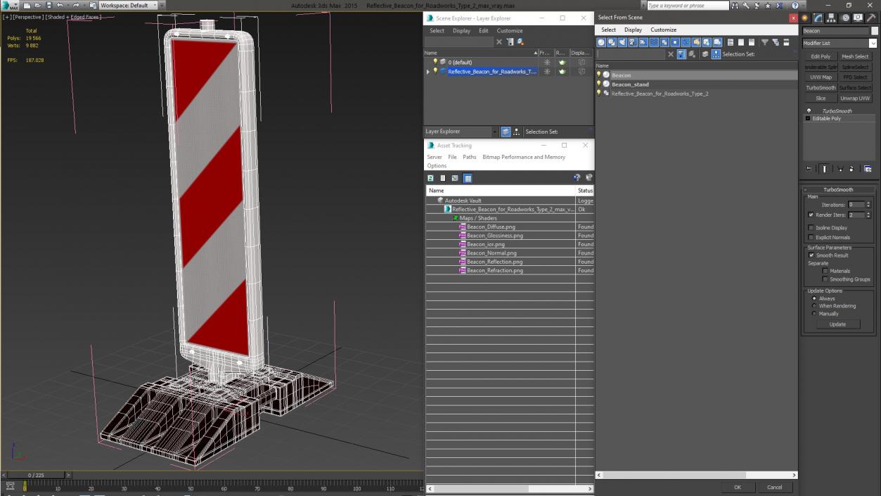 3D Reflective Beacon for Roadworks Type 2 model