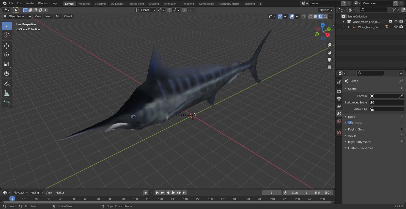 White Marlin Fish 3D