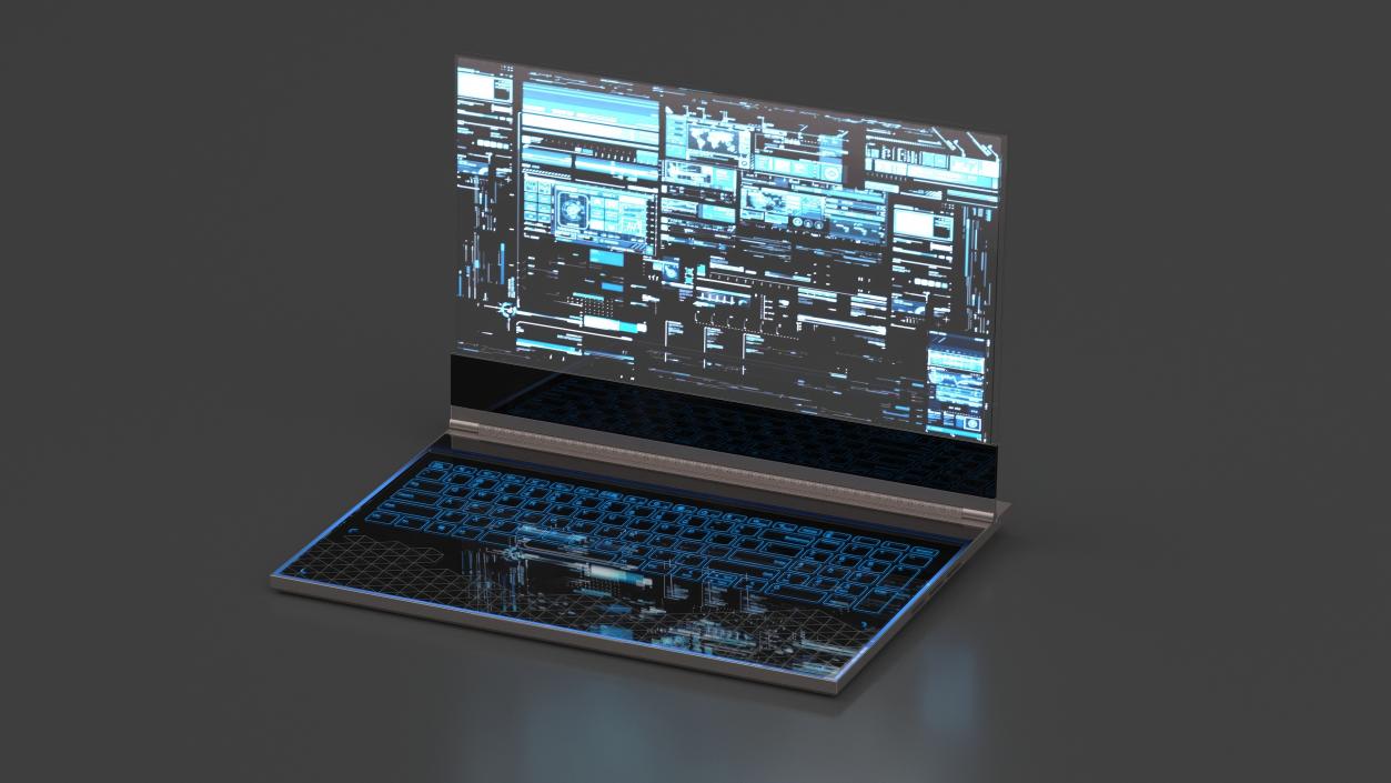 3D Futuristic Holographic Laptop 2