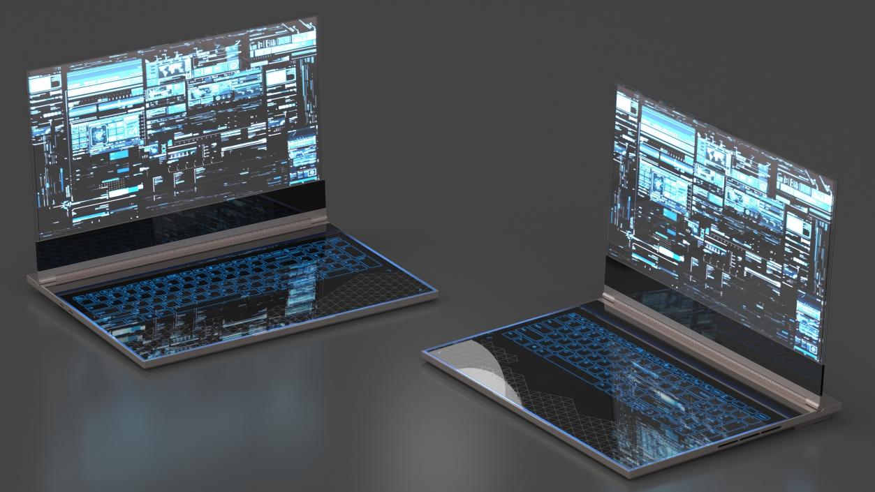 3D Futuristic Holographic Laptop 2