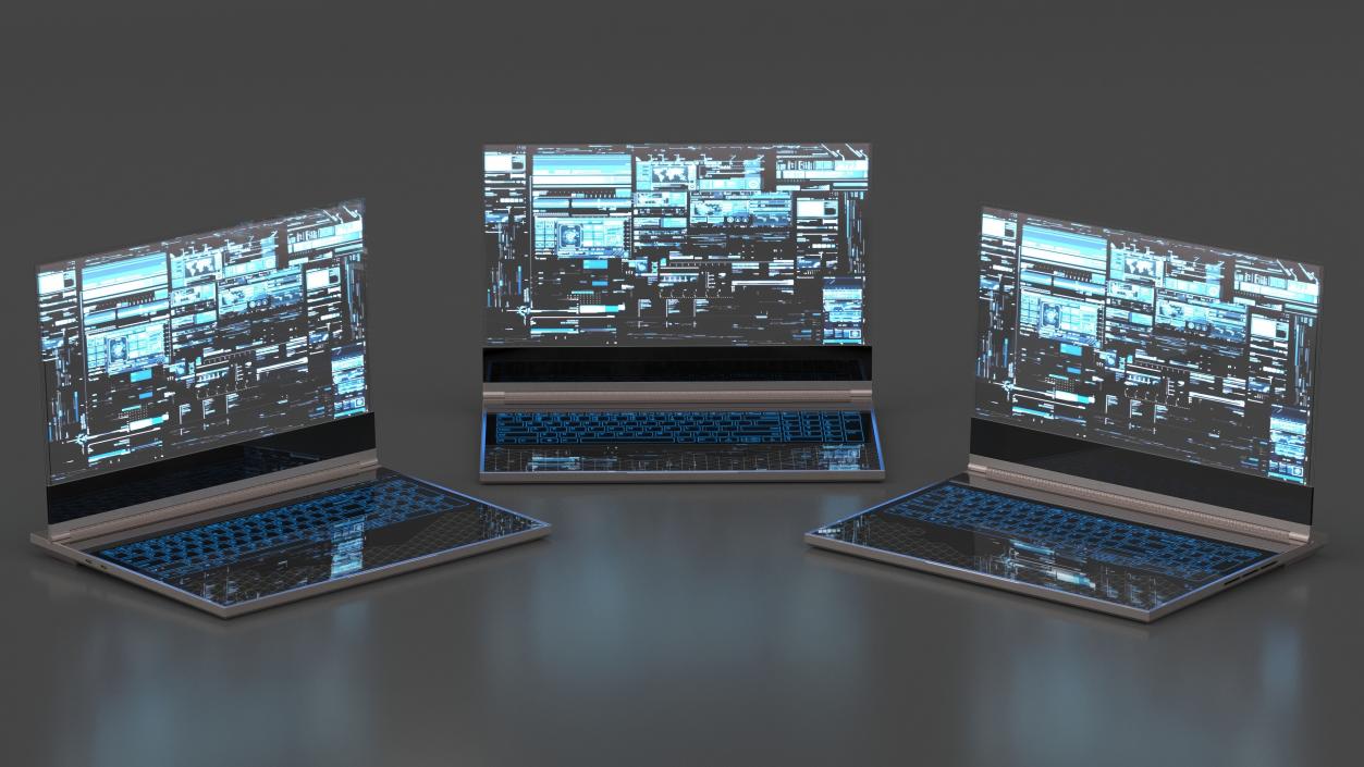 3D Futuristic Holographic Laptop 2