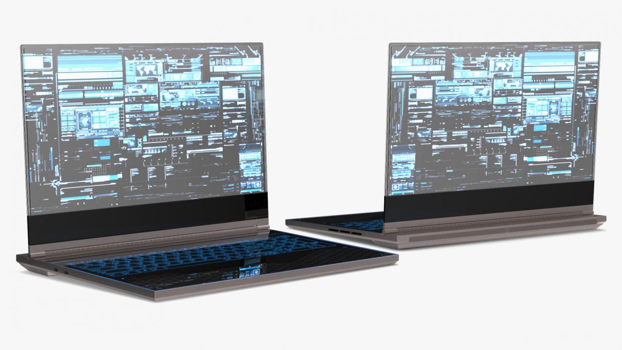 3D Futuristic Holographic Laptop 2