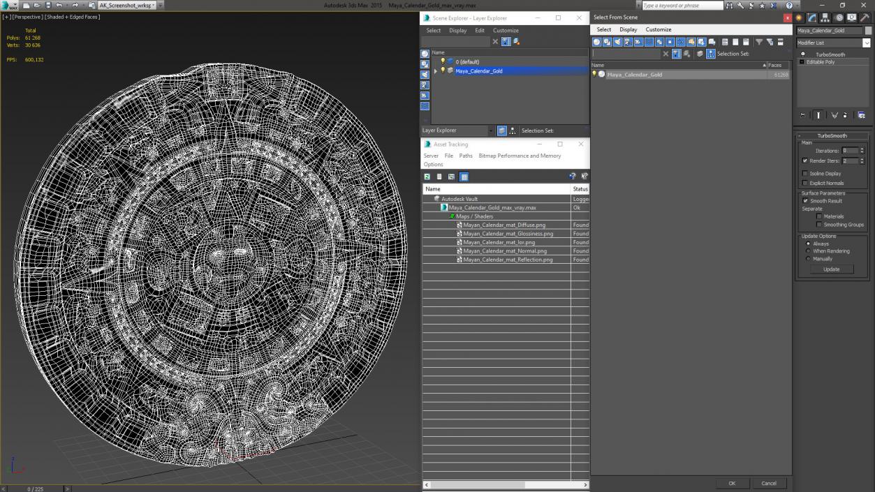 3D Maya Calendar Gold model