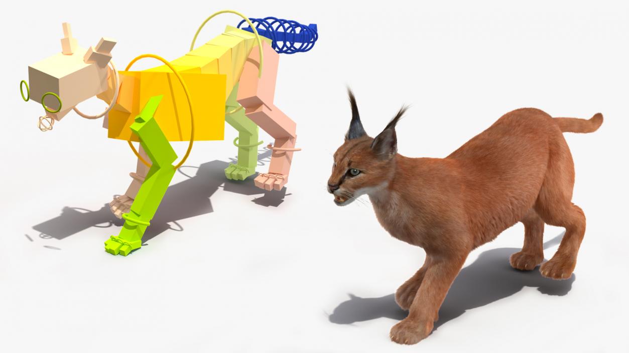 3D Caracal Fur Rigged model