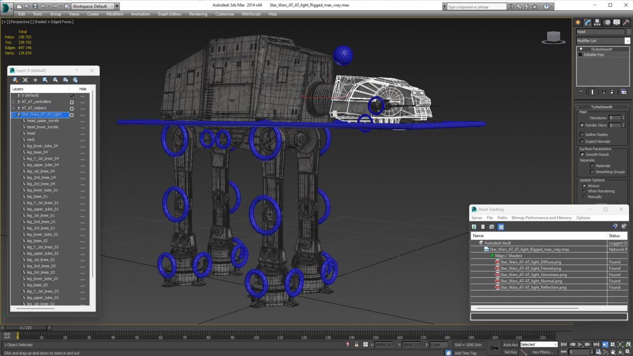 3D Star Wars AT AT Light Rigged model