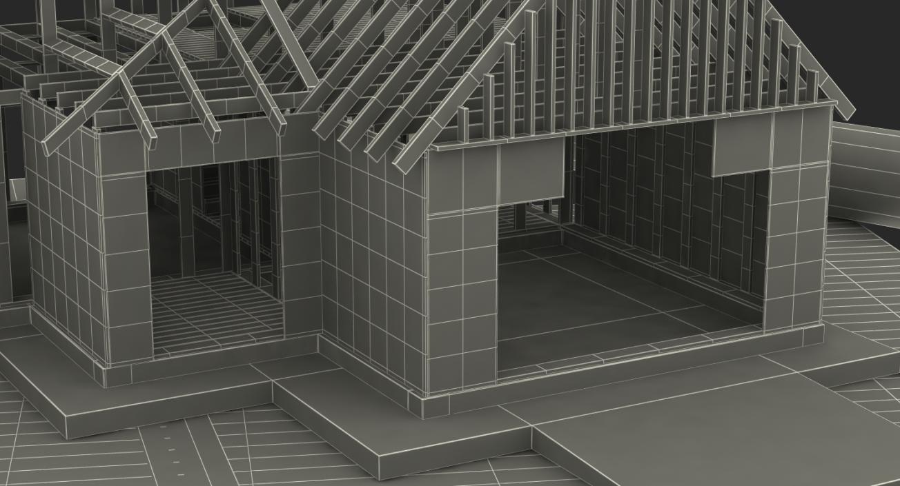 House Construction On Blueprints 3D