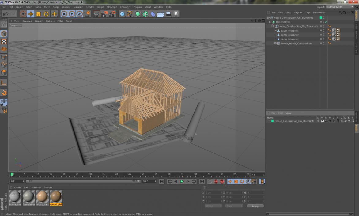 House Construction On Blueprints 3D