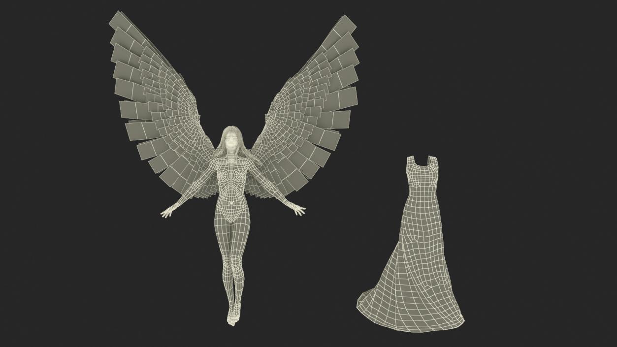 3D model Brown Eyed Blonde Angel Girl Rigged