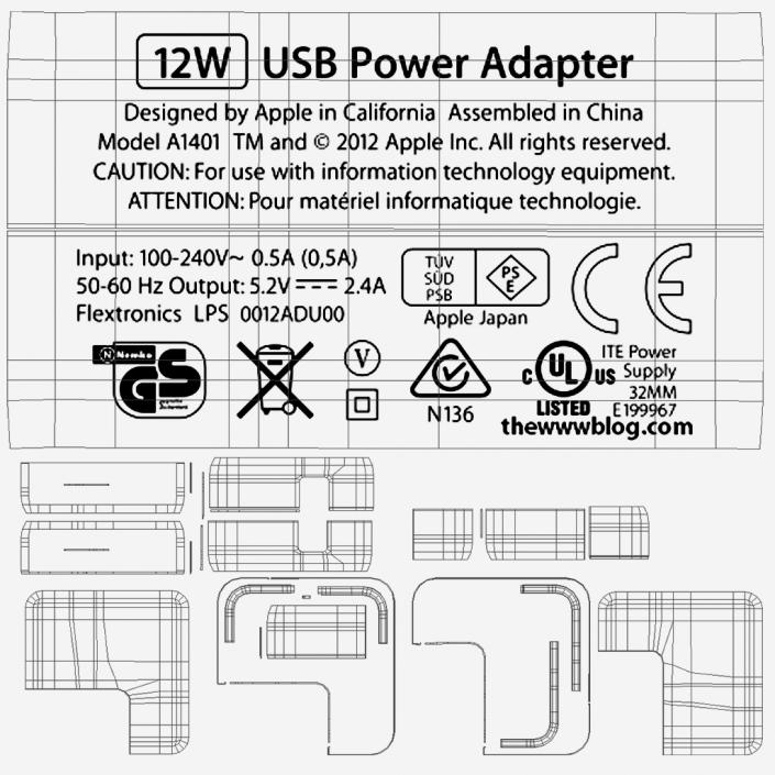 Apple 12W USB Power Adapter Assembled 3D