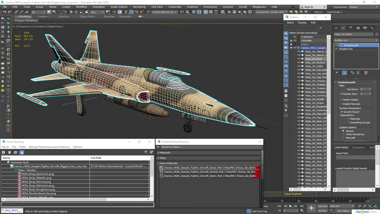 3D Iranian HESA Saeqeh Fighter Aircraft Rigged model