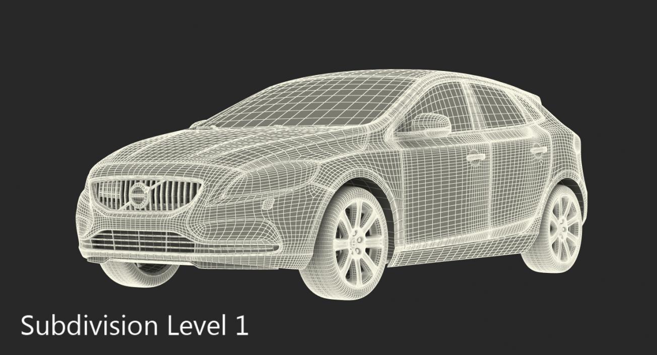 3D Volvo V40 Hatchback Rigged