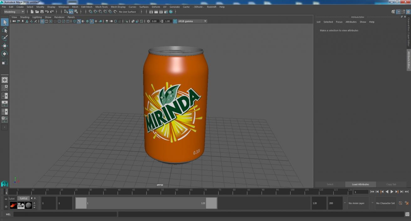 3D Mirinda Orange 033L Can model