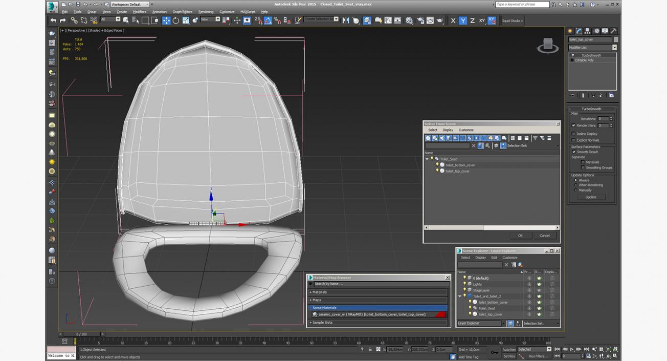 3D Closed Toilet Seat model